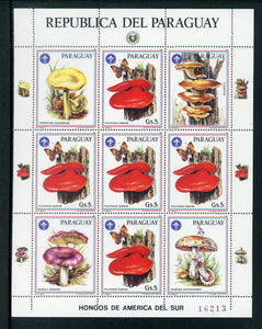 Paraguay Scott #2138 MNH SHEET of 5 Mushrooms and Scouting CV$45+ 442151