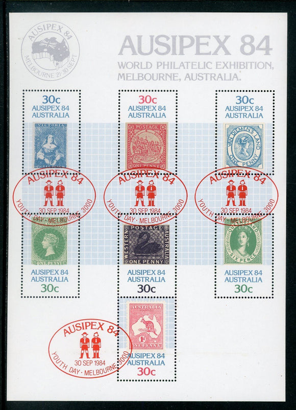 Australia Scott #926-4 MNH S/S Ausipex '84 OVPT YOUTH DAY $$ 442180