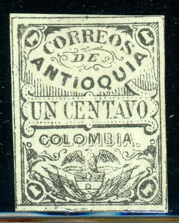 COLOMBIA ANTIOQUIA MNG: Scott #20b 1c Black/Light Green LAID $$$