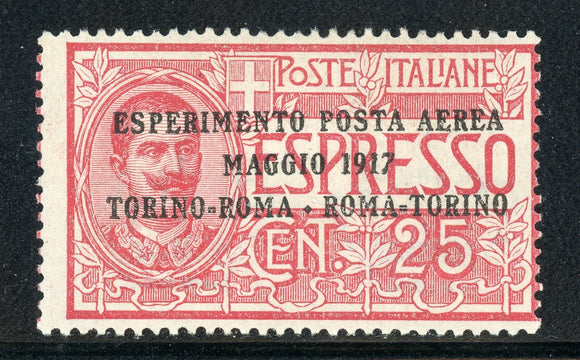 ITALY MNH Pre-1940: Scott #C1 25c EXPERIMENTAL FLIGHT ROMA-TORINO #2 CV$60+