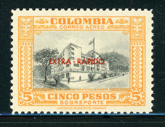 COLOMBIA MLH Air Post: Scott #C290 5P Orang/Gray EXTRA RAPIDO CV$11+