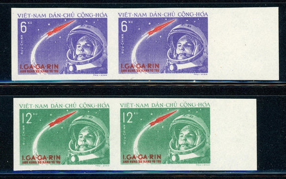 VIETNAM MNH SPACE: Scott #160-161 Yuri Gagarin Flight IMPERF PAIRS CV$54+