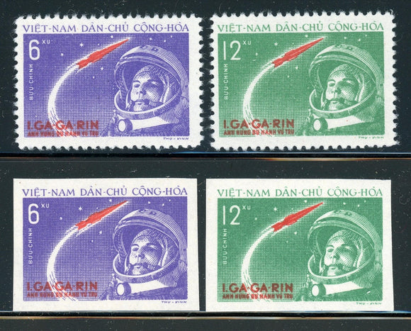 VIETNAM MlH SPACE: Scott #160-161 Yuri Gagarin Flight PERF & IMPERF CV$48+