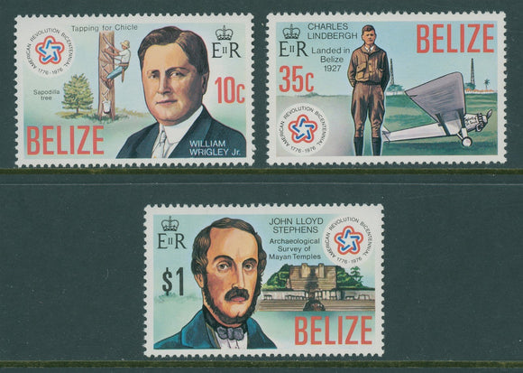 Belize Scott #374-376 MNH US Bicentennial $$ 449690