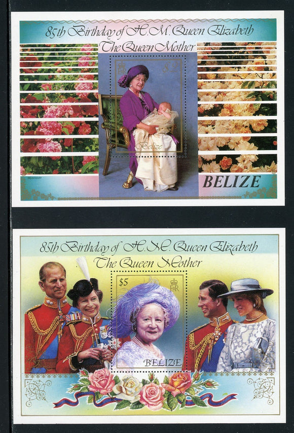 Belize Scott #761-762 MNH S/S Queen Mother Elizabeth 85th Birthday CV$9+ 449704