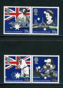 Great Britain Scott #1223a//1225a MNH PAIRS Australia Bicentennial $$ 452172