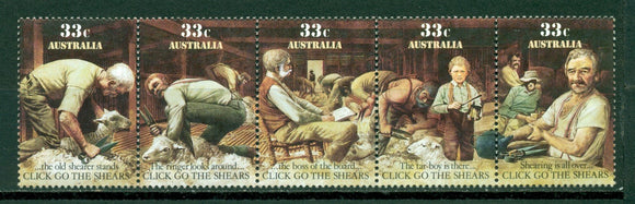 Australia Scott #987A MNH STRIP Click Go the Shears FAUNA $$ 452189