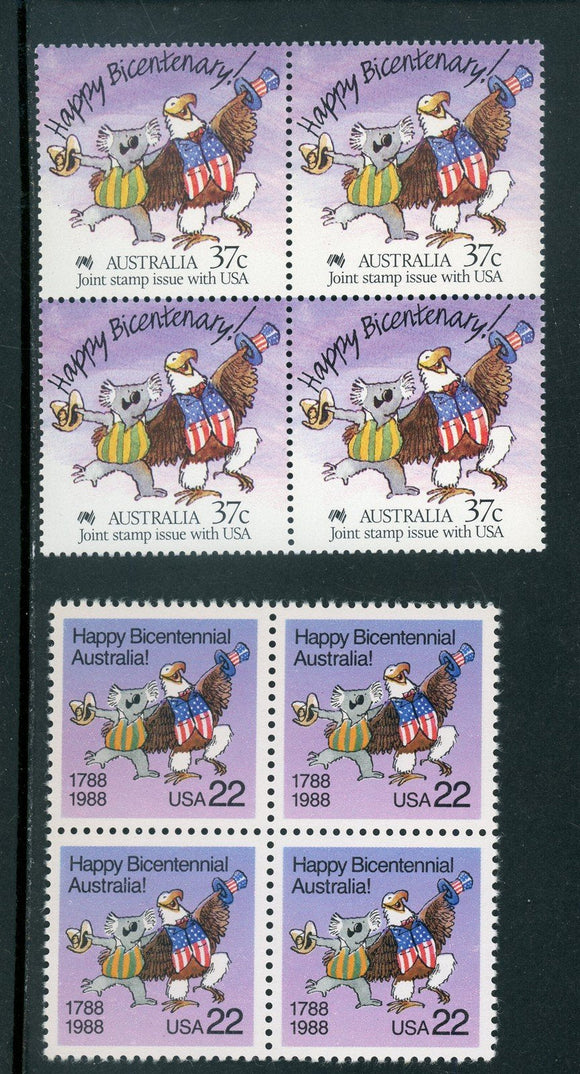 Australia Scott #1052 MNH BLOCKS Australian Bicentennial w/USA CV$4+ 452197