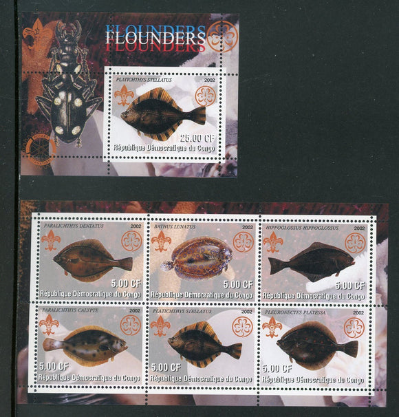 Congo Democratic Republic OS #16 MNH Scouting and Fish 2002 $$ 452245