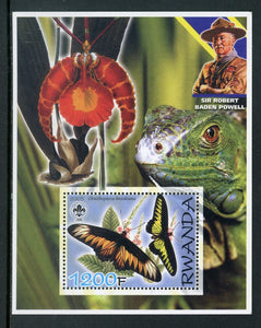 Rwanda OS #10 MNH SHEET Scouting and Butterflies 2005 $$ 452300