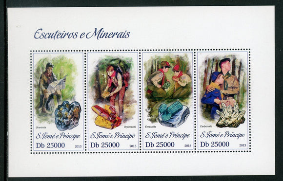 St. Thomas & Prince OS #25 MNH SHEET Scouts and Minerals 2013 $$ 452314