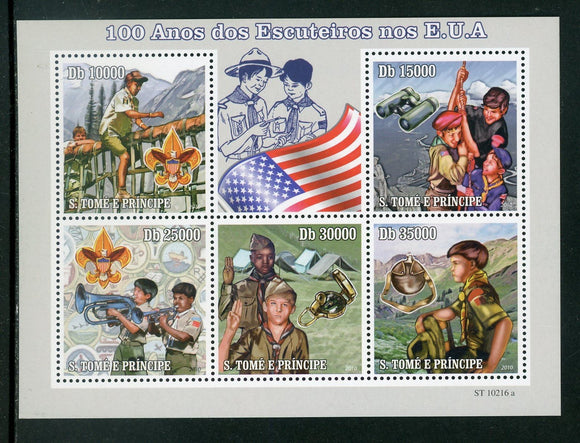 St. Thomas & Prince OS #26 MNH SHEET Scouting in U.S. Centenary $$ 452315