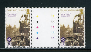 Falkland Islands Scott #937 USED GUTTER PAIRS Scouting Centenary $$ 452405