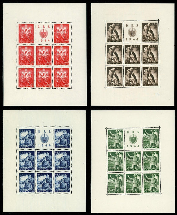 Croatia Scott #B65-B68 MNH SHEETS 1944 Semi-postal Set CV$16+ 452590