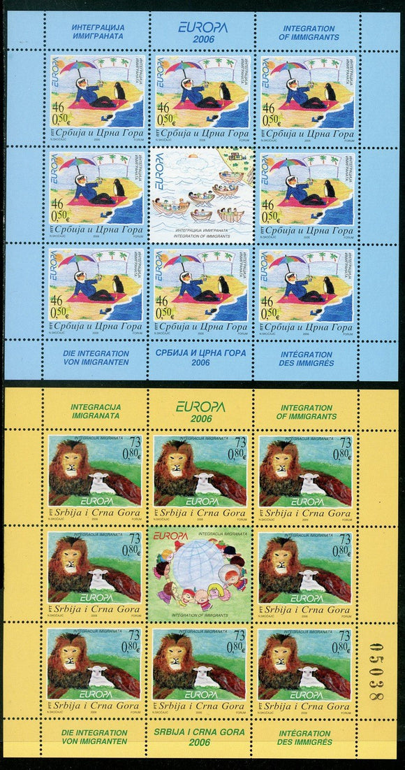 Serbia and Montenegro Scott #339-340 MNH SHEETS Europa 2006 Children's Art CV$40