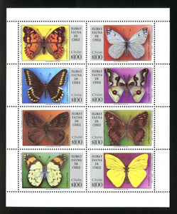 Chile Scott #1122 MNH Sheet Butterflies FAUNA CV$11+