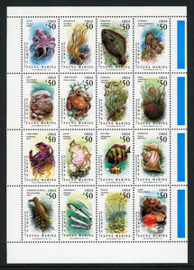 Chile Scott #967 MNH SHEET of 16 Marine Life FAUNA CV$24+ 457008