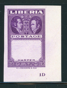 LIBERIA MNH Corner Margin PROOF: Scott #334 3c FRAME ONLY NO VIGNETTE $$$