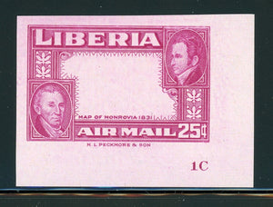 LIBERIA MNH Corner Margin PROOF: Scott #C68 25c FRAME ONLY NO VIGNETTE $$$