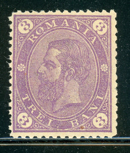 ROMANIA MNH: Scott #95 3b Violet King Carol I WMK163 #1 1890 PERF 13½ CV$25++