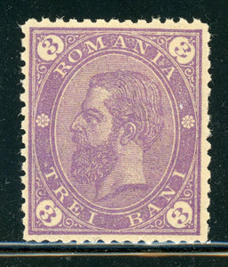 ROMANIA MNH: Scott #95 3b Violet King Carol I WMK163 #2 1890 PERF 13½ CV$25++