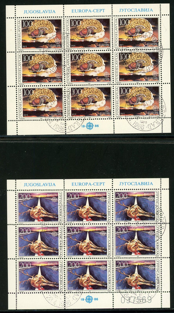 Yugoslavia Scott #1780-1781 USED SHEETS Europa 1986 CV$14+ 457878