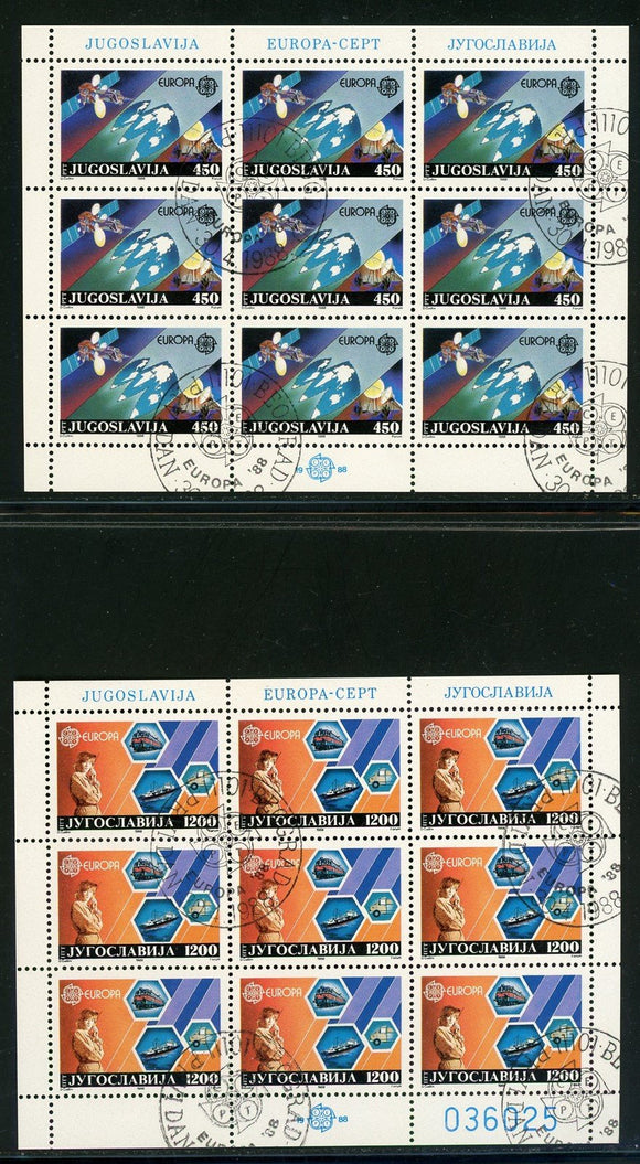 Yugoslavia Scott #1892-1893 USED SHEETS Europa 1988 CV$11+ 457881