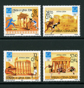 Serbia and Montenegro Scott #256-259 MNH OLYMPICS 2004 Athens CV$7+ 463690