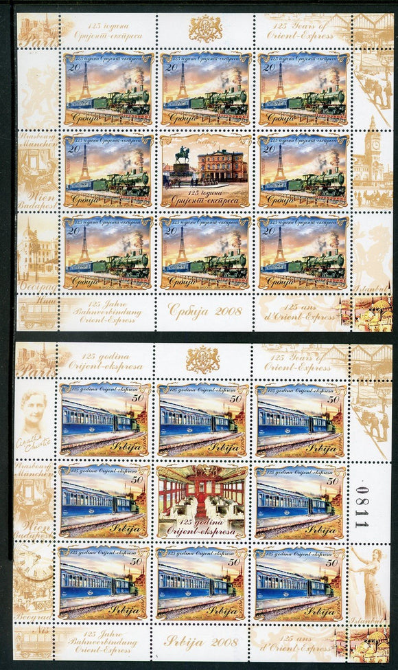 Serbia Scott #435-436 MNH SHEETS Orient Express TRAINS CV$24+ 463825