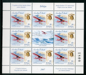 Serbia Scott #388 MNH SHEET Emelia Earhart AVIATION CV$18+ 463828