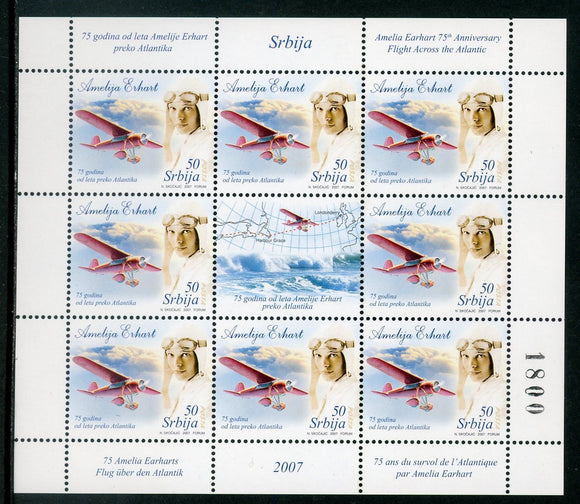 Serbia Scott #388 MNH SHEET Emelia Earhart AVIATION CV$18+ 463828