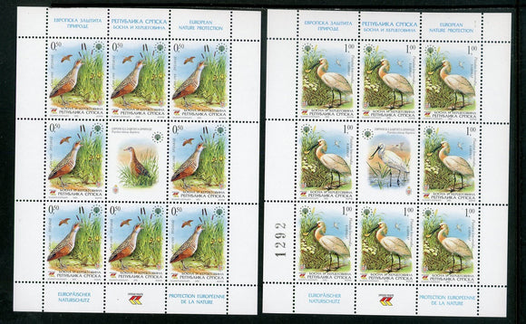 Bosnia (Serb Admin) Scott #268-269 MNH SHEETS Birds FAUNA CV$20+ 463836