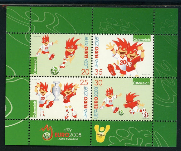 Austria Scott #2107 MNH S/S UEFA Euro 2008 Soccer Championships $$ 463853