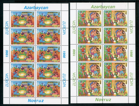 Azerbaijan Scott #682-683 MNH SHEETS Europa 1998 CV$40+ 463877