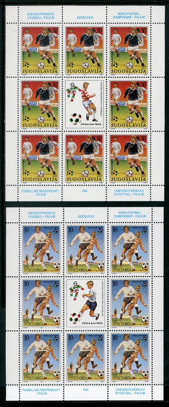 Yugoslavia Scott #2038-2039 MNH SHEETS WORLD CUP 1990 Italy Soccer CV$22+ 463892