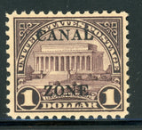 CANAL ZONE MVLH: Scott #95 $1 Violet Brown SHARP TOP "A" PF CERT 85 XF CV$120+