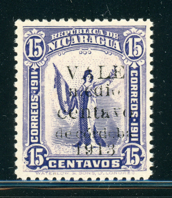 NICARAGUA MNH: MAXWELL #387 ½c/15c BLACK SCHG Faintly Printed $$$