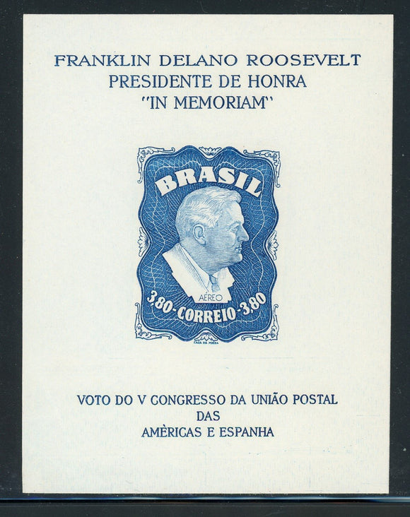 Brazil Scott #C76a NGAI S/S UNWMD Franklin D Roosevelt FDR CV$25+ 482479