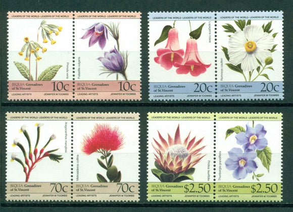 SVG Bequia Scott #194-197 MNH PAIRS Flowers FLORA $$