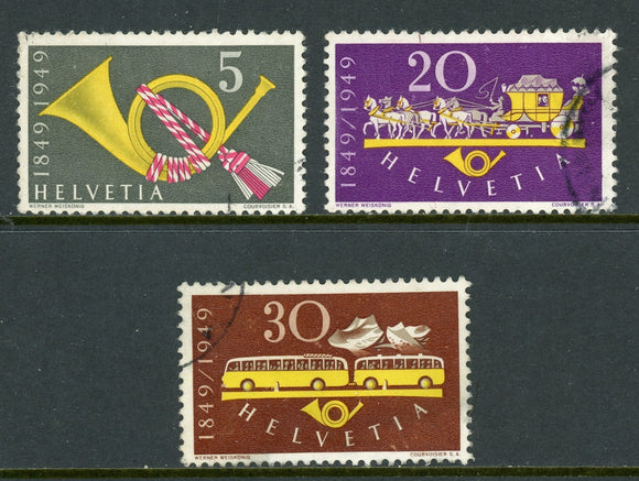 Switzerland Scott #325-327 Used Federal Post Centenary CV$4+ os1