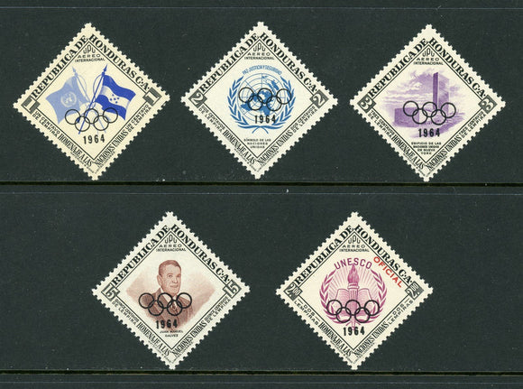 Honduras Scott #C331-C335 MNH OVPT OLYMPICS 1964 Tokyo CV$7+