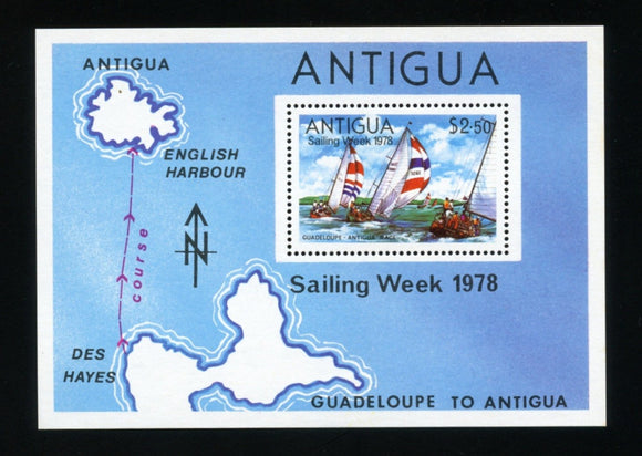 Antigua Scott #507 MNH S/S Sailing Boats SPORTS MAP $$
