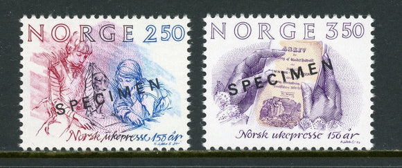 Norway Scott #848-849 MNH SPECIMEN Norwegian Weekly Press ANN $$