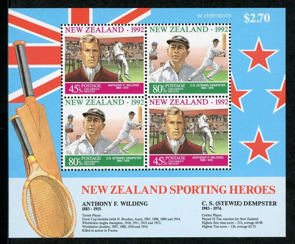 New Zealand Scott #B142a MNH S/S Sports Heroes CV$4+