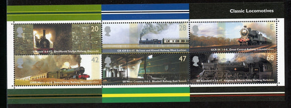 Great Britain Scott #2177a MNH S/S of 6 Classic Locomotives CV$18+