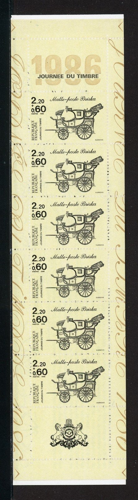 France Scott #B582a MNH BOOKLET Mail Britzska Stamp Day 1986 CV$6+