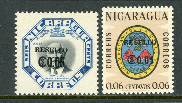 Nicaragua Scott #853-854 MNH OVPT Resello on Famous People $$