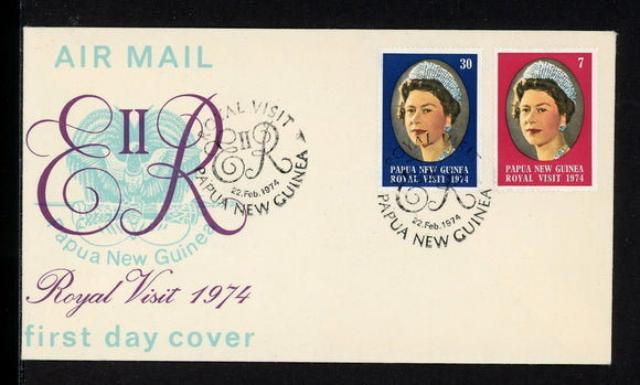 Papua New Guinea Scott #397-398 FIRST DAY COVER Royal Visit 1974 $$