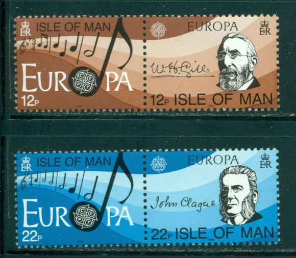 Isle of Man Scott #282-283 MNH PAIRS Europa 1985 Manx Music Composers CV$2+