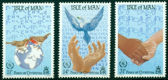 Isle of Man Scott #318-320 MNH Int'l Peace Year Birds Globe $$